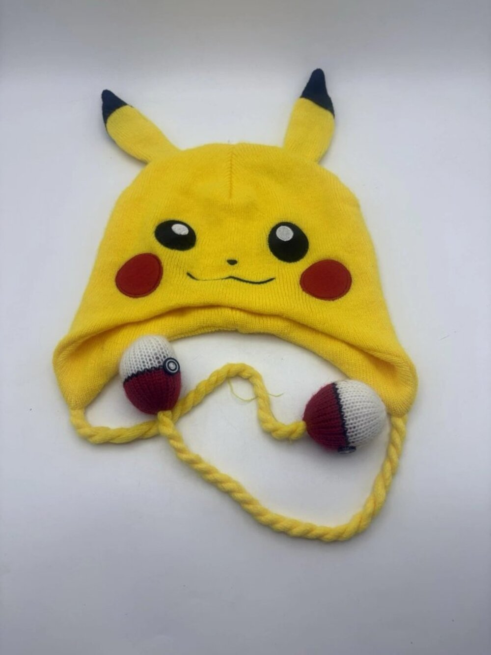 Pokemon Pikachu Knit Beanie Hat Yellow Earflap Pokeball Tassels Ears 2015